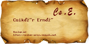 Csikár Ernő névjegykártya